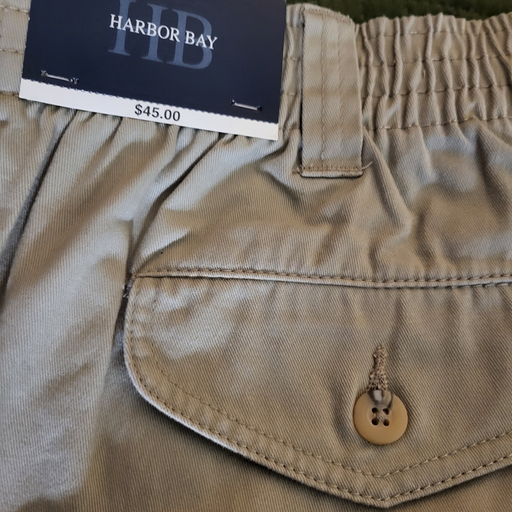 Harbor Bay Men's Light Tan Flat Front Shorts - Picture 3 of 7